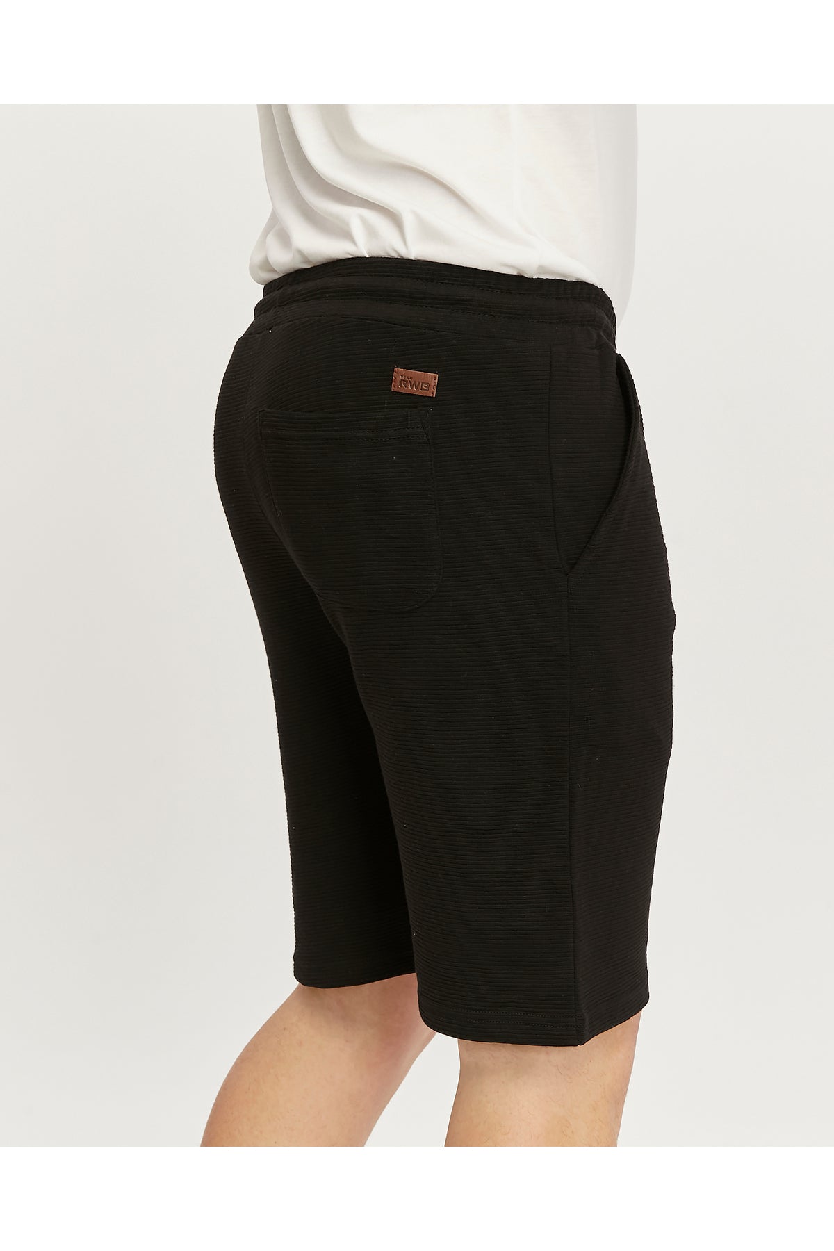 RWB, Pantaloni scurti cu snur si elastic in talie, buzunare laterale, regular fit, OTTOSORT-SS24, Negru