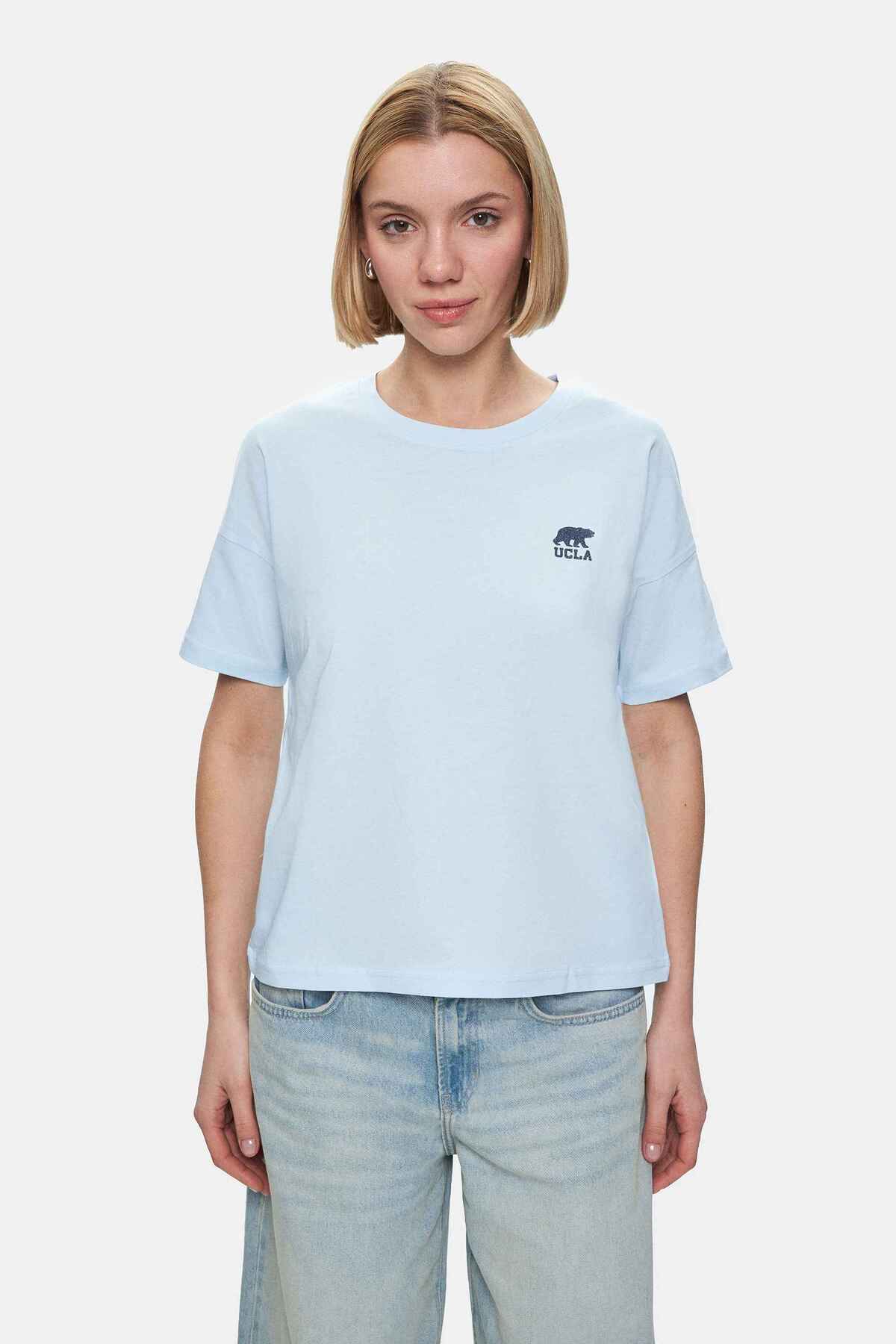 UCLA Tricou cu decolteu la baza gatului, imprimeu cu logo, regular fit, SKYWAY, KENZIE