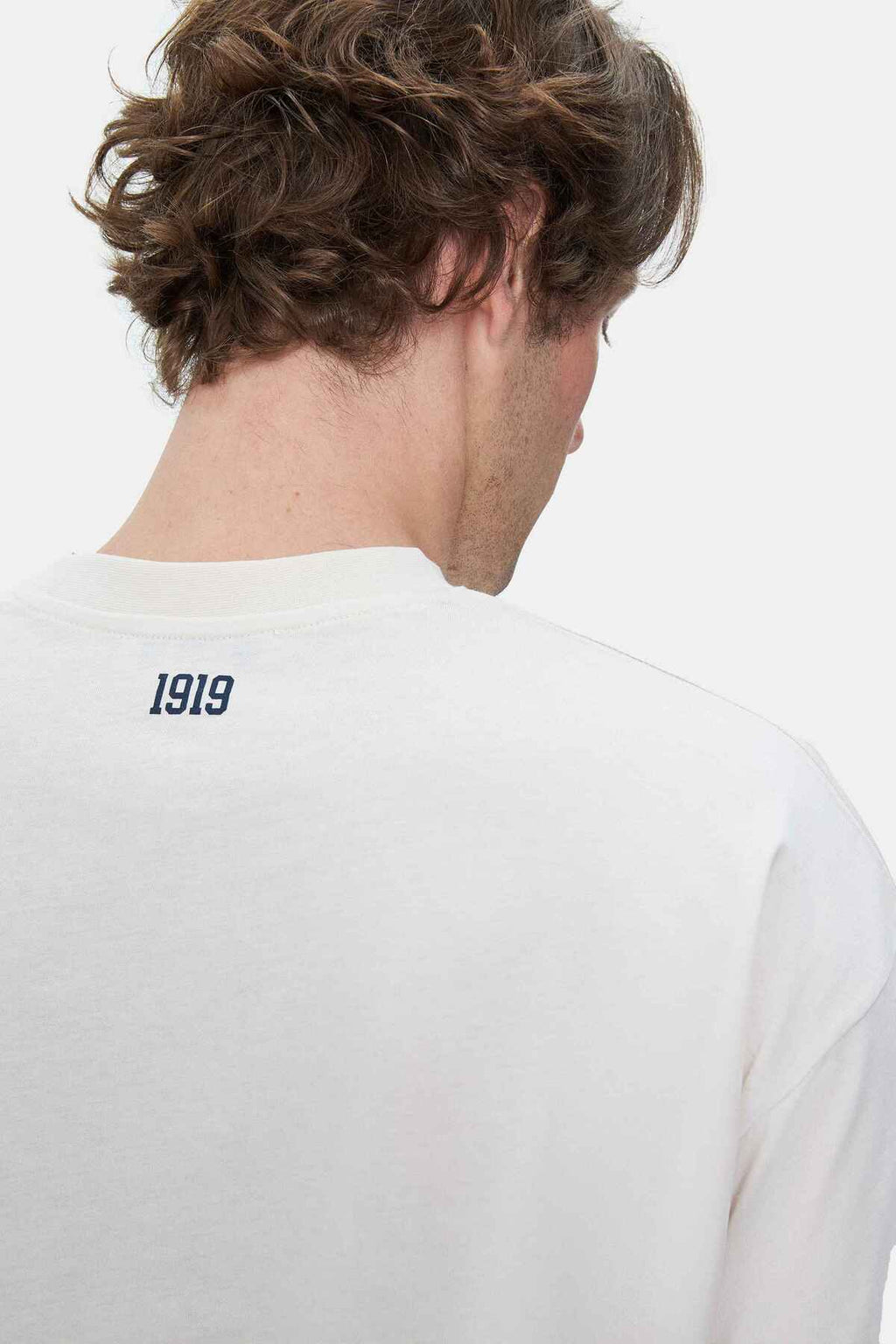 UCLA Tricou cu decolteu la baza gatului, imprimeu cu logo, regular fit, Alb, WEBSTER