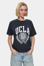UCLA Tricou cu decolteu la baza gatului, imprimeu cu logo, regular fit, Gri, AVALON
