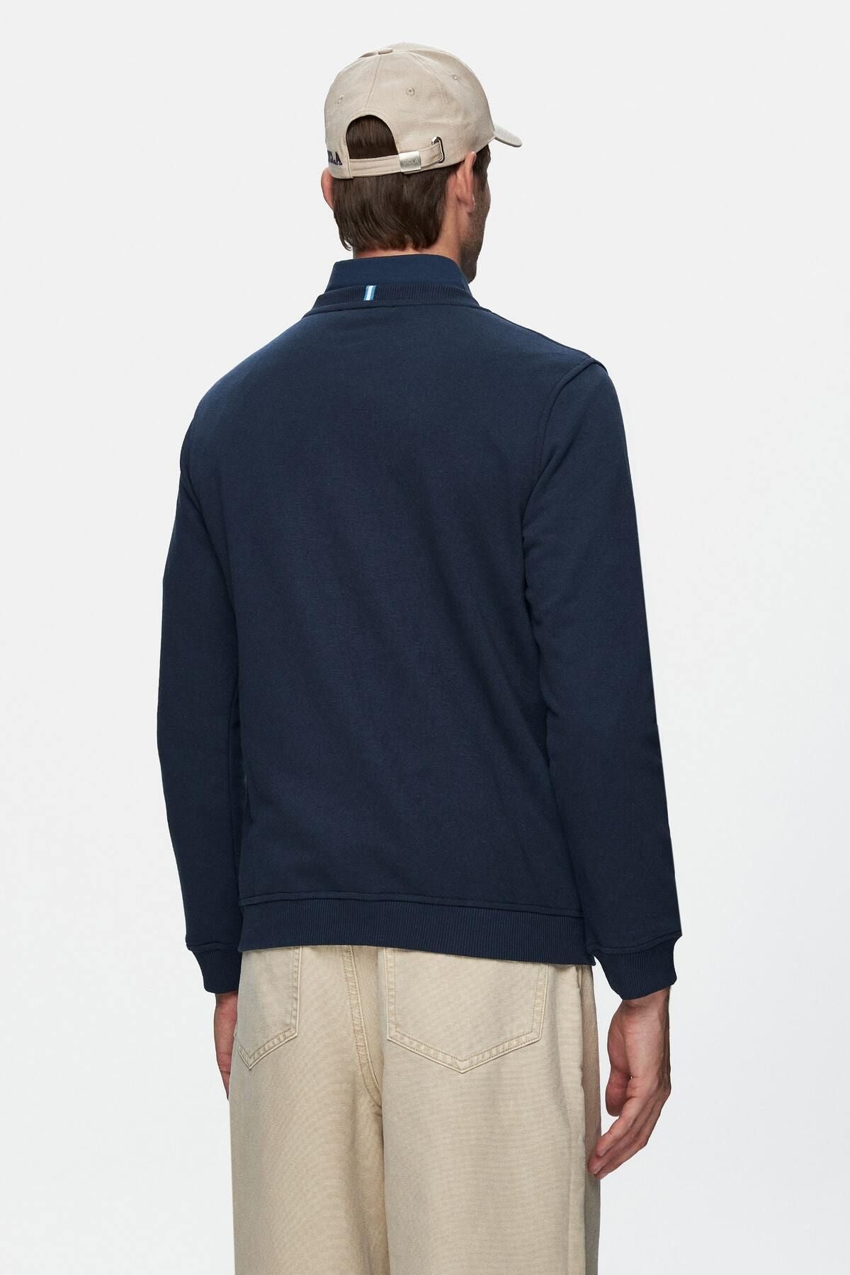 UCLA Bluza cu decolteu la baza gatului, regular fit, imprimeu cu logo, Bleumarin, SUERTE