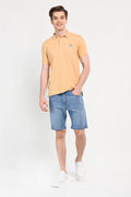 UCLA Tricou cu guler si nasturi, regular fit, logo brodat discret, PARCHMENT, LAKES