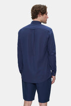 UCLA Camsa cu nasturi si guler, material lejer, regular fit Bleumarin, JACQUEZ