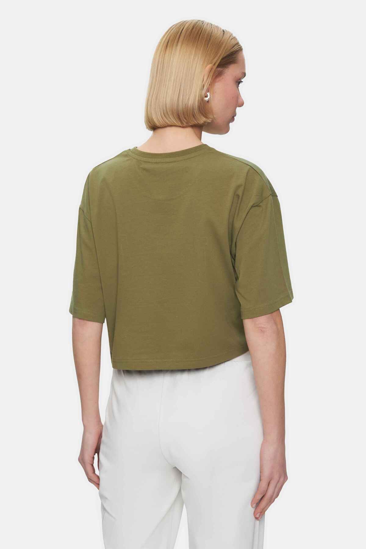 UCLA Tricou cu decolteu la baza gatului, imprimeu cu logo, regular fit, Verde, HELENA