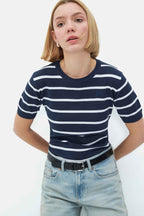UCLA Tricou cu decolteu la baza gatului, imprimeu cu logo, regular fit, Bleumarin, MISHA