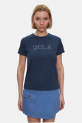 UCLA Tricou cu decolteu la baza gatului, imprimeu cu logo, regular fit, Bleumarin, ISOLDE