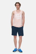UCLA Tricou cu decolteu la baza gatului, imprimeu cu logo, regular fit, Roz, PEBBLE