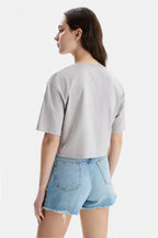 UCLA Tricou cu decolteu la baza gatului, imprimeu cu logo, regular fit, Gri, HELENA