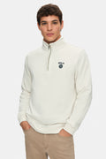 UCLA Bluza cu decolteu la baza gatului, regular fit, imprimeu cu logo, Alb, LEON