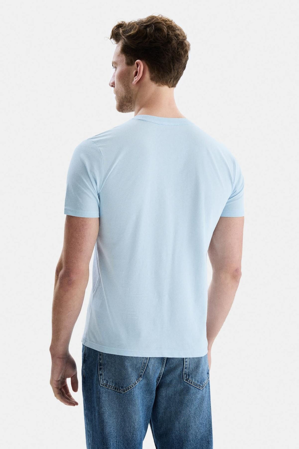UCLA Tricou cu decolteu la baza gatului, imprimeu cu logo, regular fit, SKYWAY, BASS
