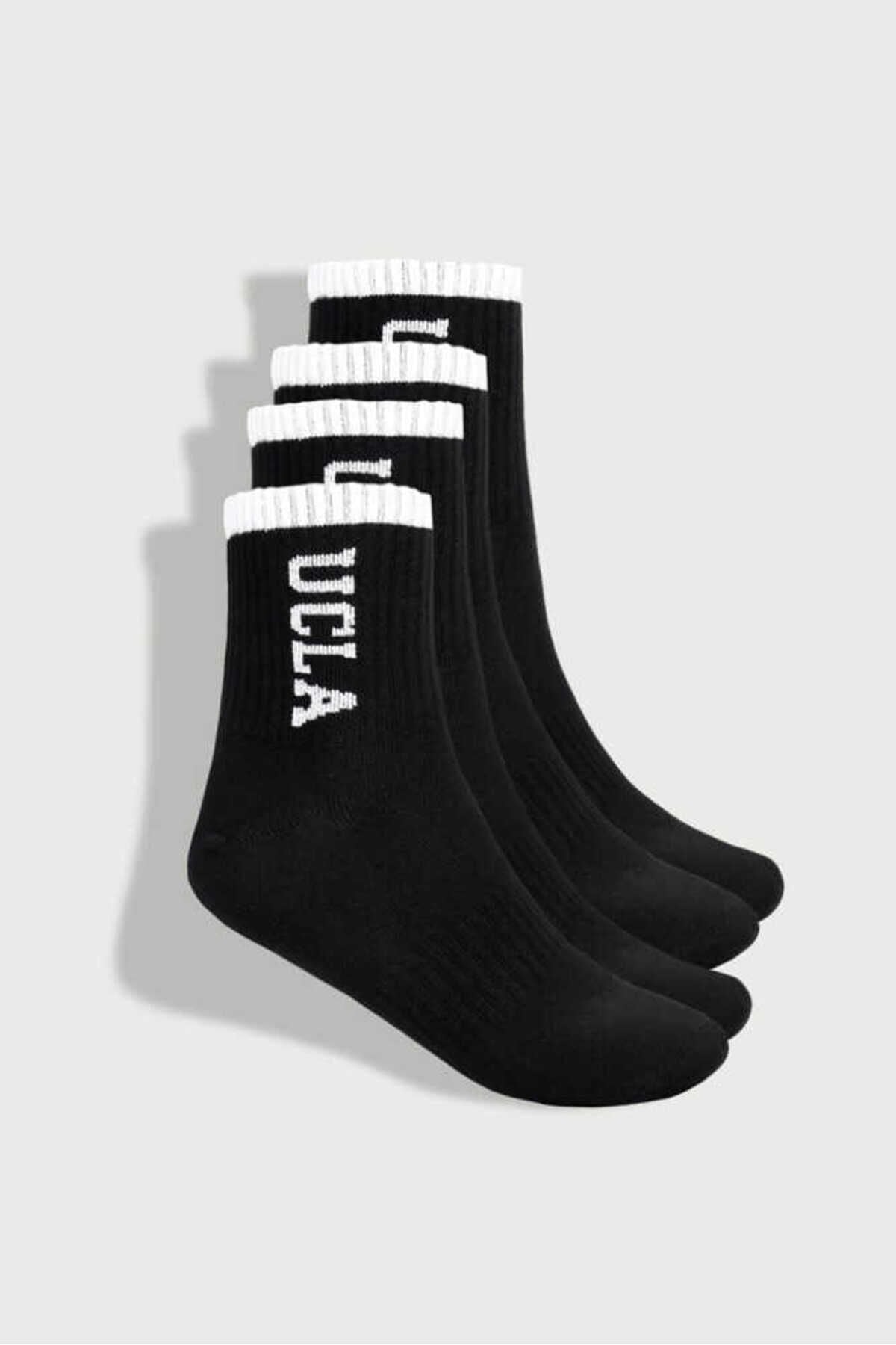 UCLA Set doua perechi de sosete din bumbac, unisex,  Negru, JULIO