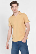 UCLA Tricou cu decolteu la baza gatului, imprimeu cu logo, regular fit, Bej, RUSSEL