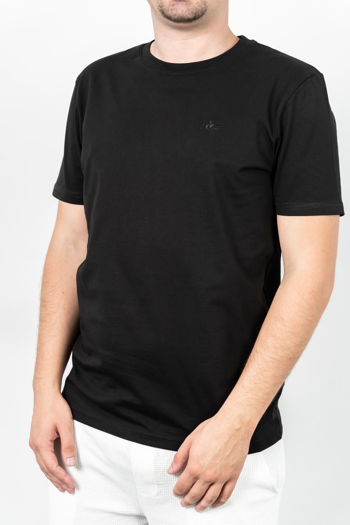 Les Canards, Tricou cu decolteu la baza gatului, detaliu cu logo, regular fit, BASS, Negru
