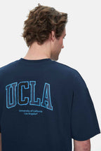 UCLA Tricou cu decolteu la baza gatului, imprimeu cu logo, regular fit, Bleumarin, SINCLAIR