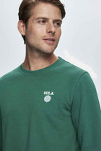 UCLA Bluza cu decolteu la baza gatului, regular fit, imprimeu cu logo, Verde, VALLEY