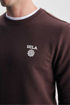 UCLA Bluza cu decolteu la baza gatului, regular fit, imprimeu cu logo, Maro, VALLEY