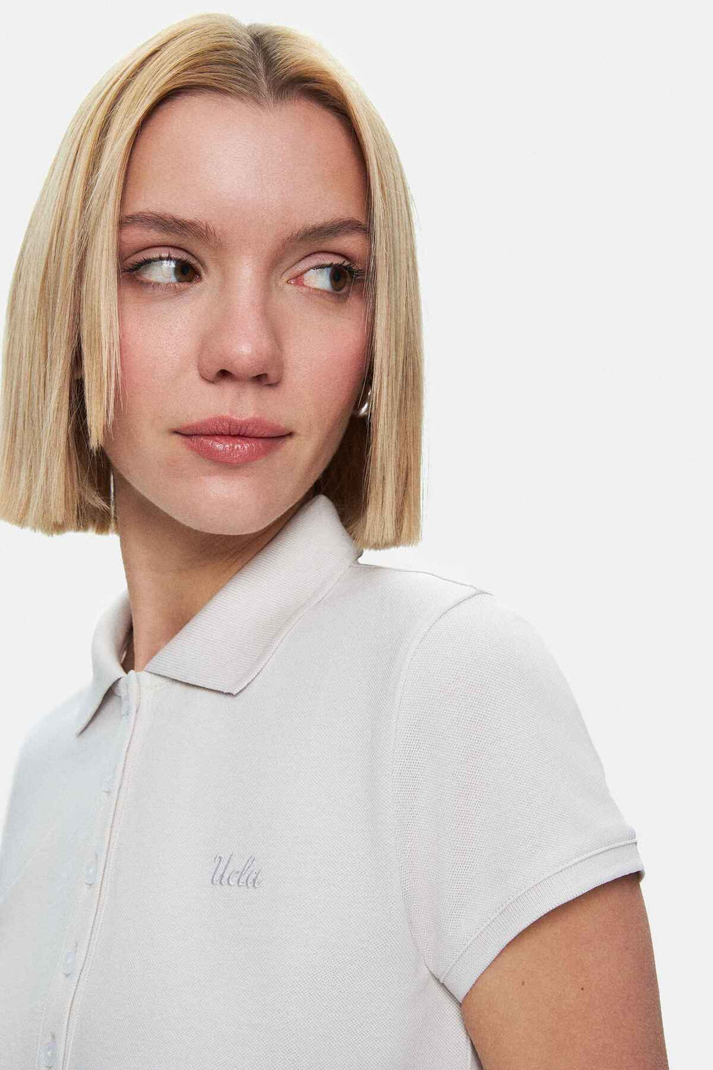UCLA Rochie cu guler, regular fit, Alb, MADEIRA