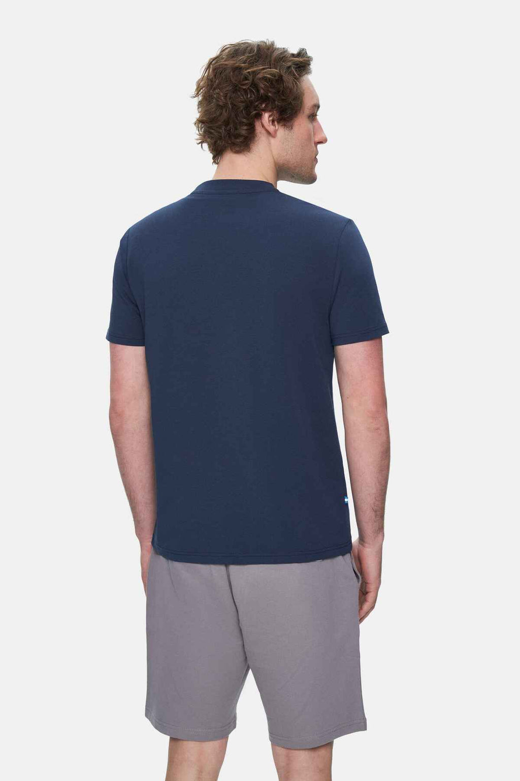 UCLA Tricou cu decolteu la baza gatului, imprimeu cu logo, regular fit, Bleumarin, FABIO
