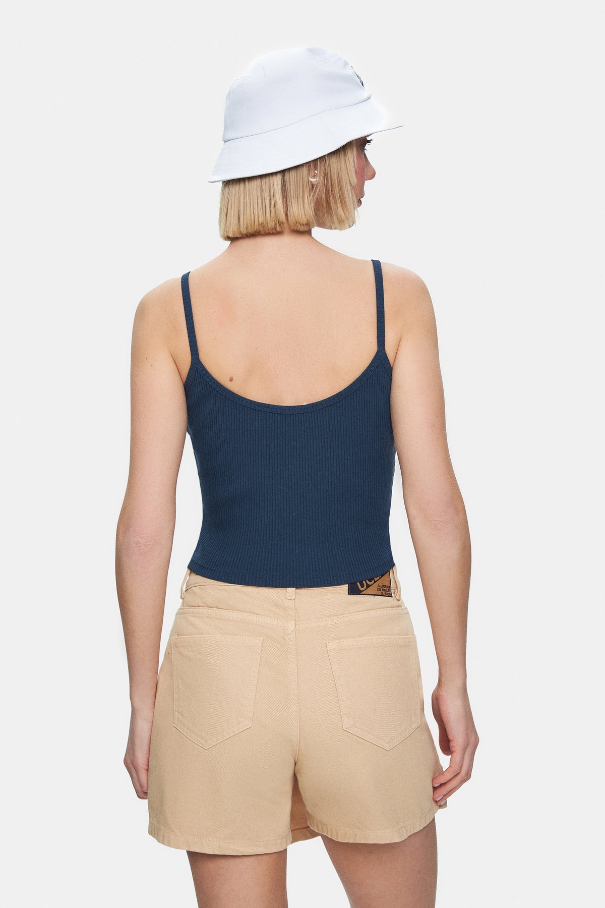 UCLA Pantaloni scurti cu snur si banda elastica in talie, buzunare laterale si imprimeu cu logo discret, Maro, LINDA