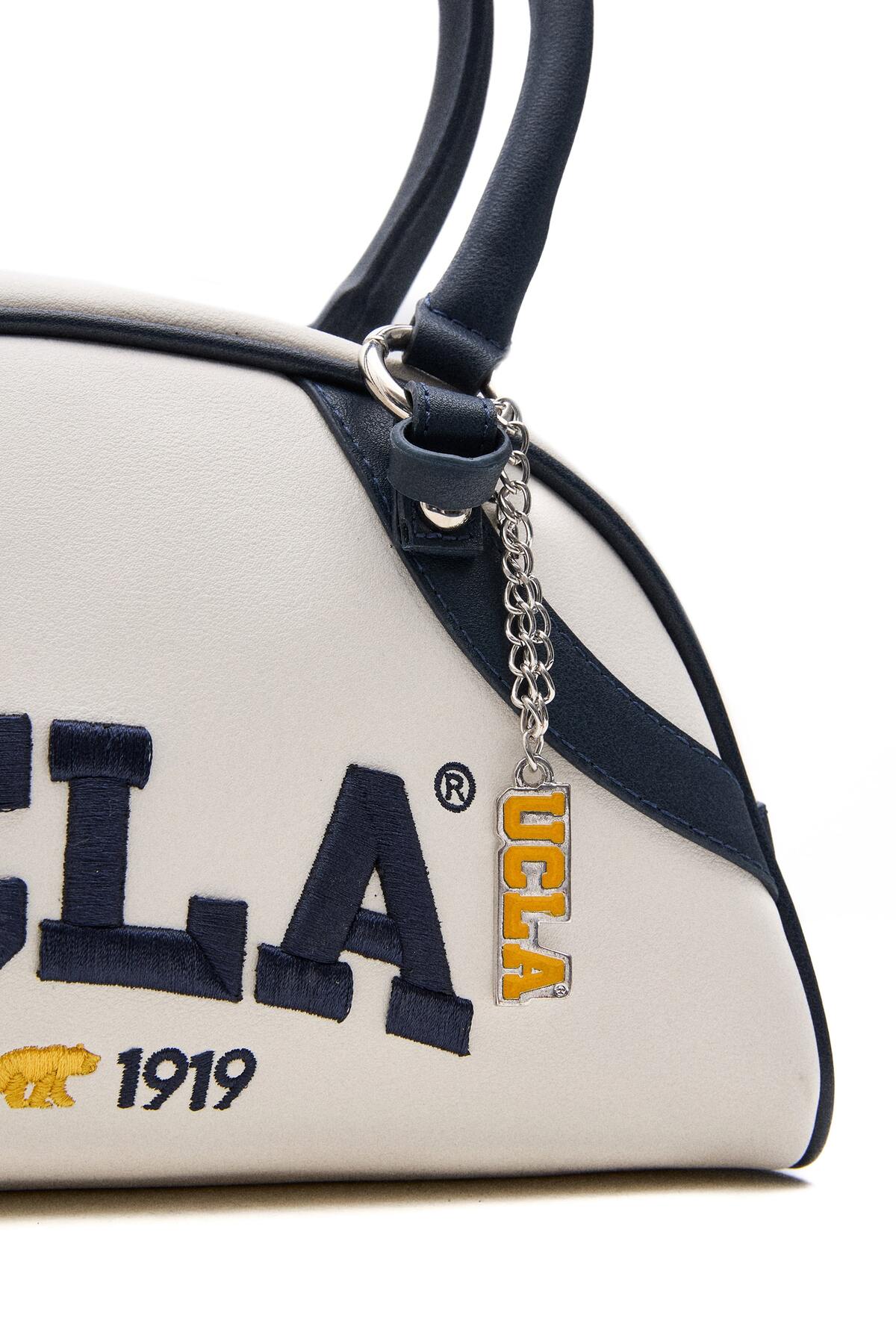 UCLA Geanta de dama cross-body, cu logo brodat si fermoar,  Bleumarin, FRANCES