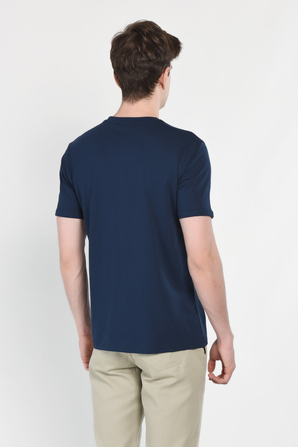 UCLA Tricou cu decolteu la baza gatului, imprimeu cu logo, regular fit, Bleumarin, BASS