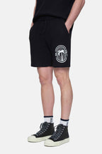UCLA Pantaloni scurti cu snur si banda elastica in talie, buzunare laterale si imprimeu cu logo discret, Negru, SIERGE