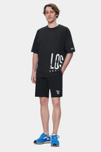 UCLA Tricou cu decolteu la baza gatului, imprimeu cu logo, regular fit, Negru, IGNISO