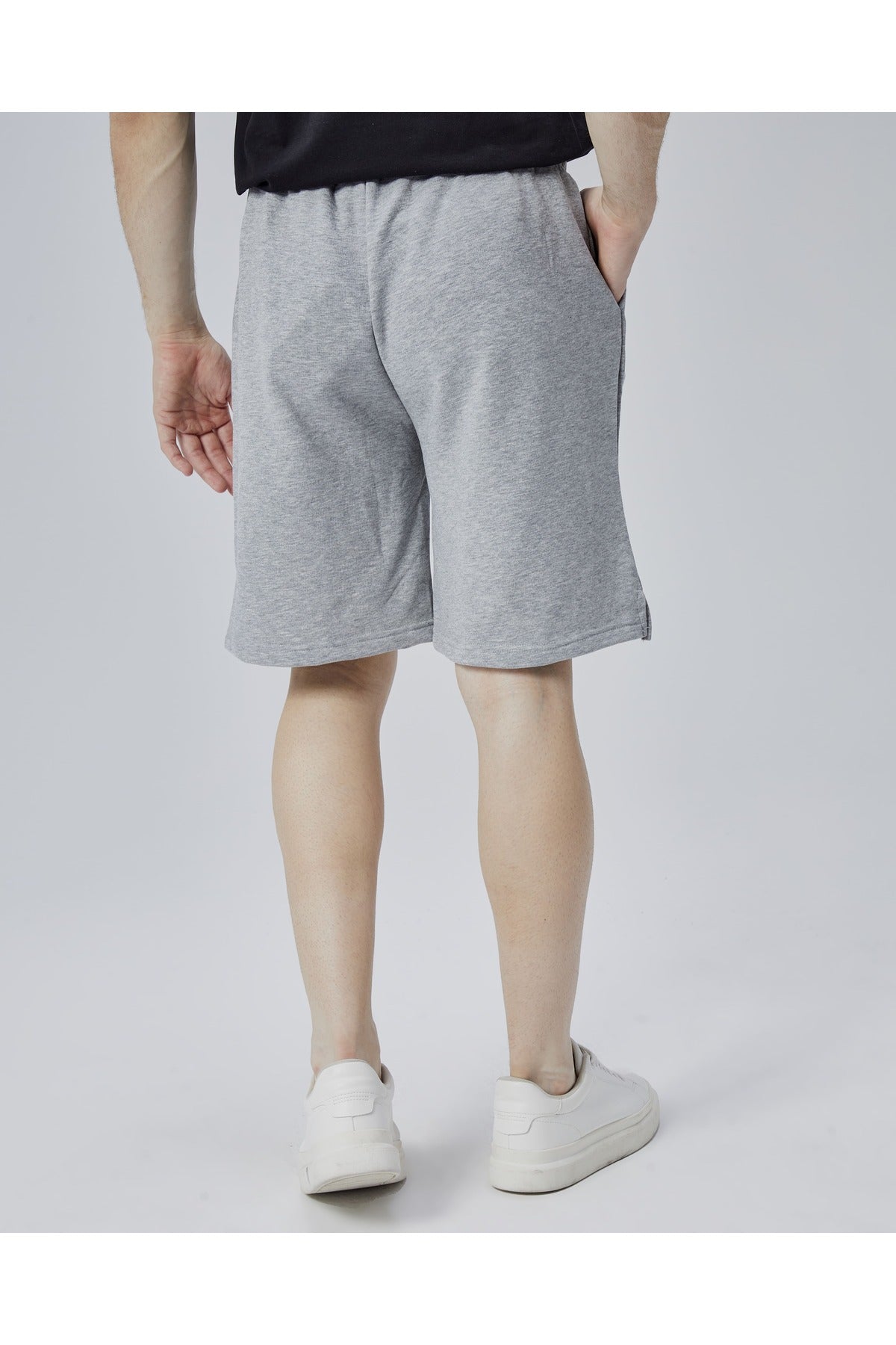 Starter, Pantaloni scurti cu elastic si snur in talie, buzunare laterale, logo discret, regular fit, ASHER, Gri