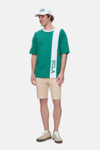 UCLA Tricou cu decolteu la baza gatului, imprimeu cu logo, regular fit, Verde, KEITH