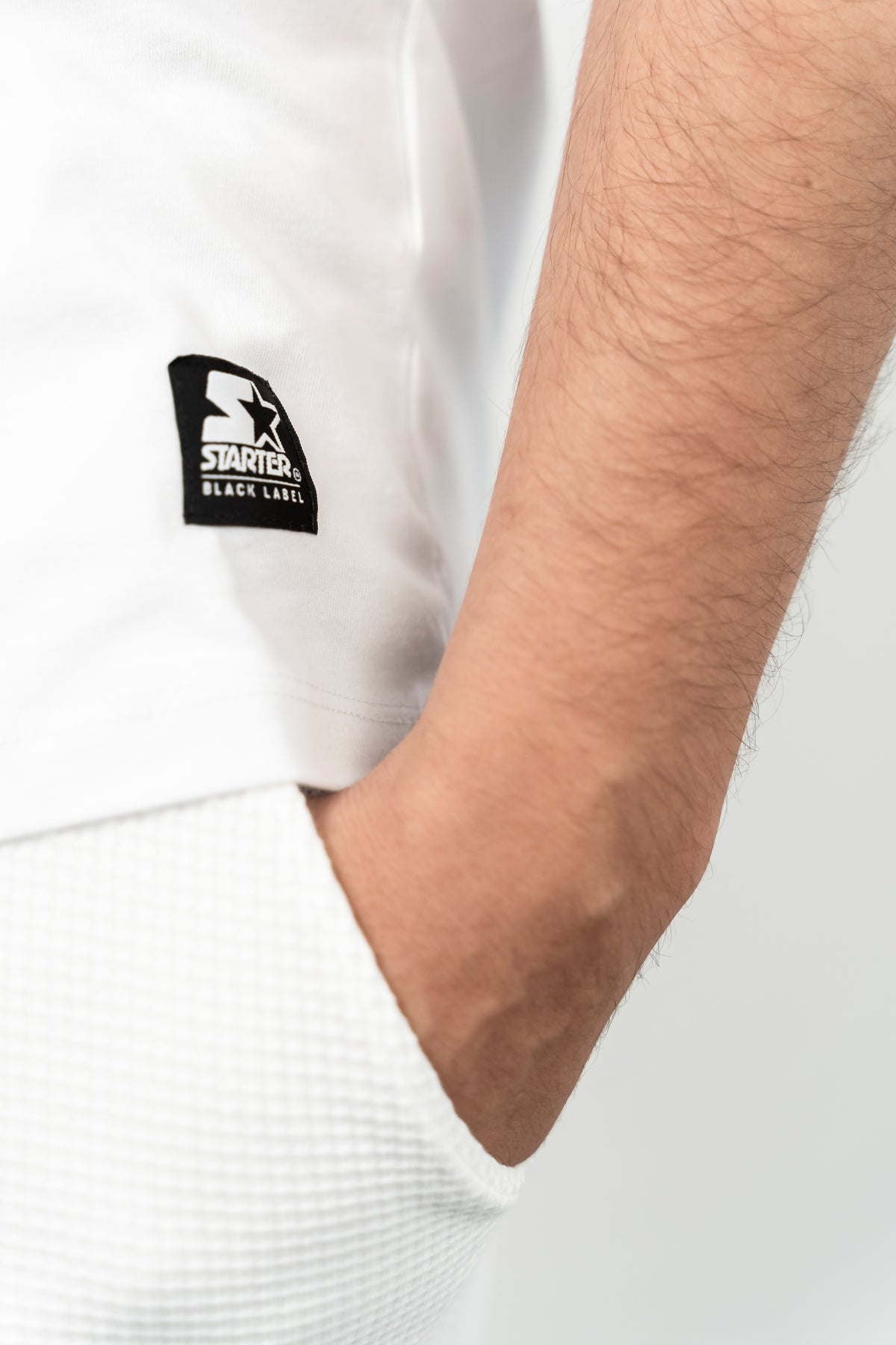 Starter, Tricou cu decolteu la baza gatului, logo discret, regular fit, WARREN, Alb