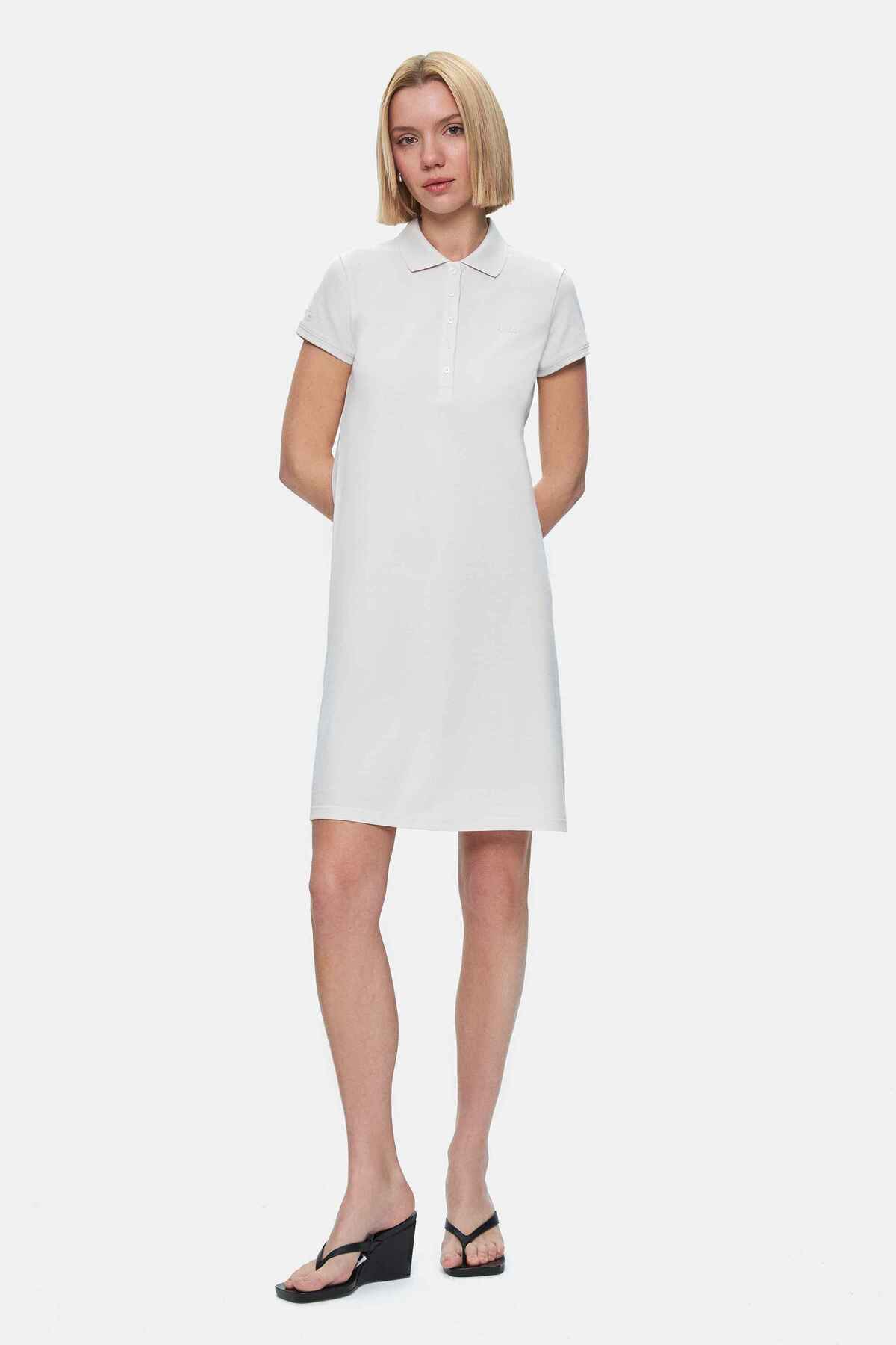 UCLA Rochie cu guler, regular fit, Alb, MADEIRA