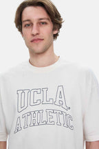 UCLA Tricou cu decolteu la baza gatului, imprimeu cu logo, regular fit, Alb, WEBSTER