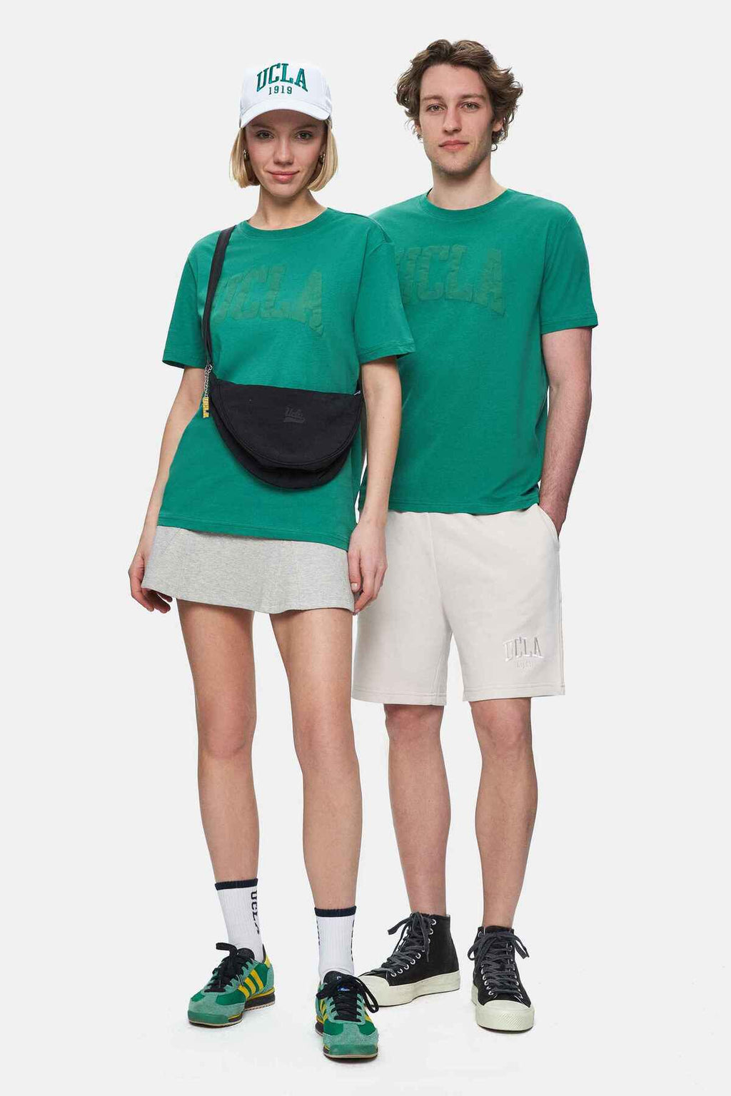 UCLA Tricou cu decolteu la baza gatului, imprimeu cu logo, regular fit, Verde, CULVER