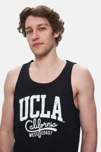 UCLA Tricou cu decolteu la baza gatului, imprimeu cu logo, regular fit, Negru, PEBBLE