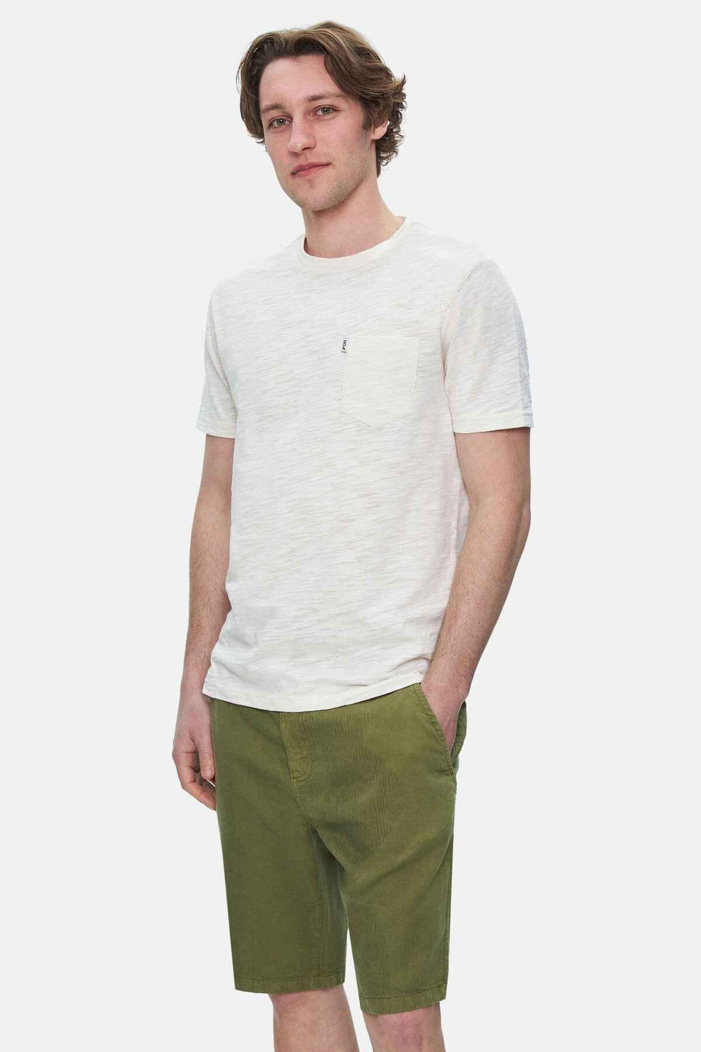 UCLA Tricou cu decolteu la baza gatului, imprimeu cu logo, regular fit, Alb, CALEB