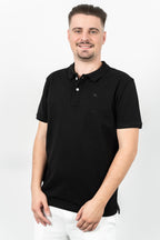Les Canards, Tricou cu guler, detaliu cu logo brodat, regular fit, LAKES, Negru