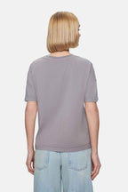 UCLA Tricou cu decolteu la baza gatului, imprimeu cu logo, regular fit, Gri, EVERLEE
