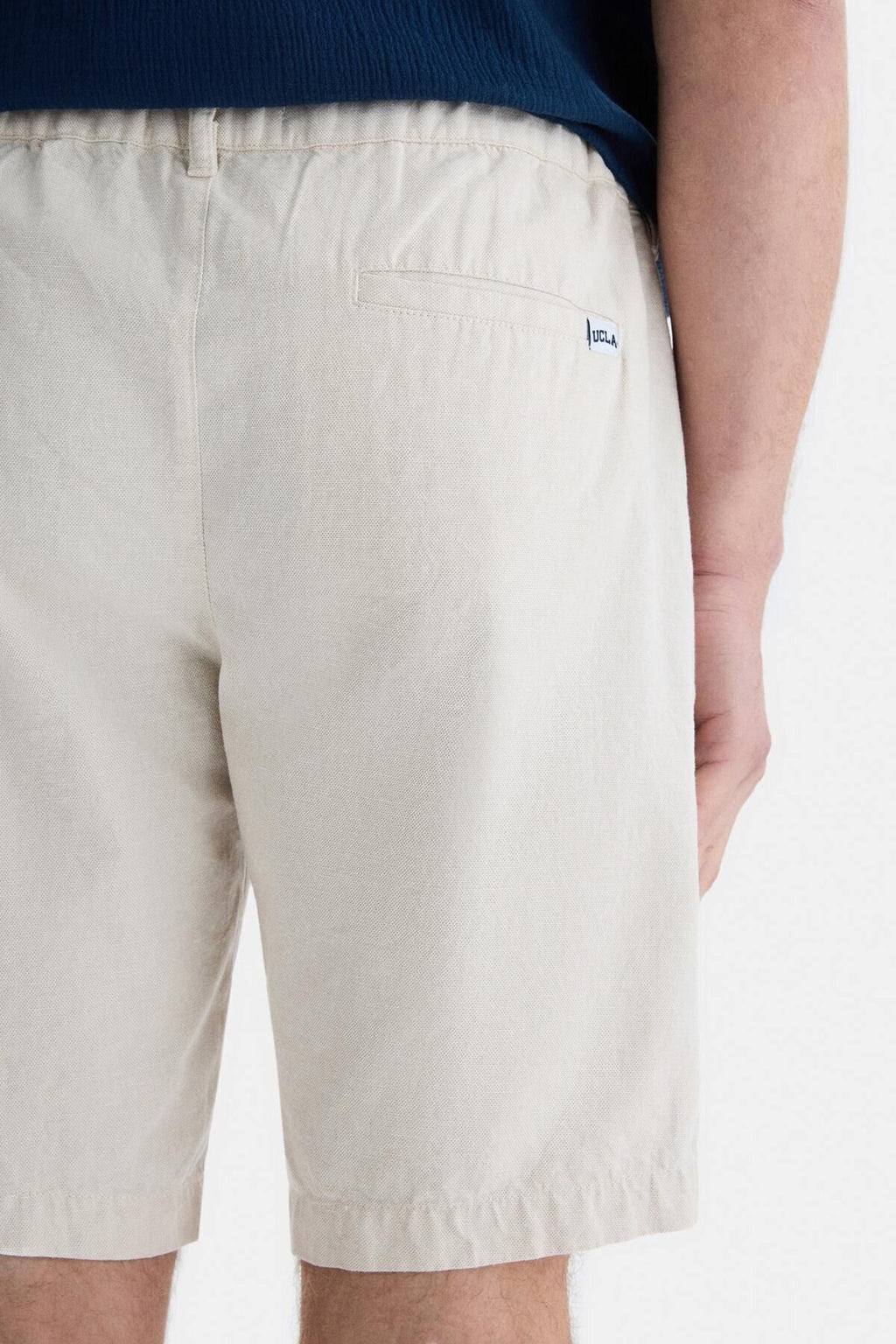UCLA Pantaloni scurti cu snur si banda elastica in talie, buzunare laterale si imprimeu cu logo discret, Bej, PALISADES