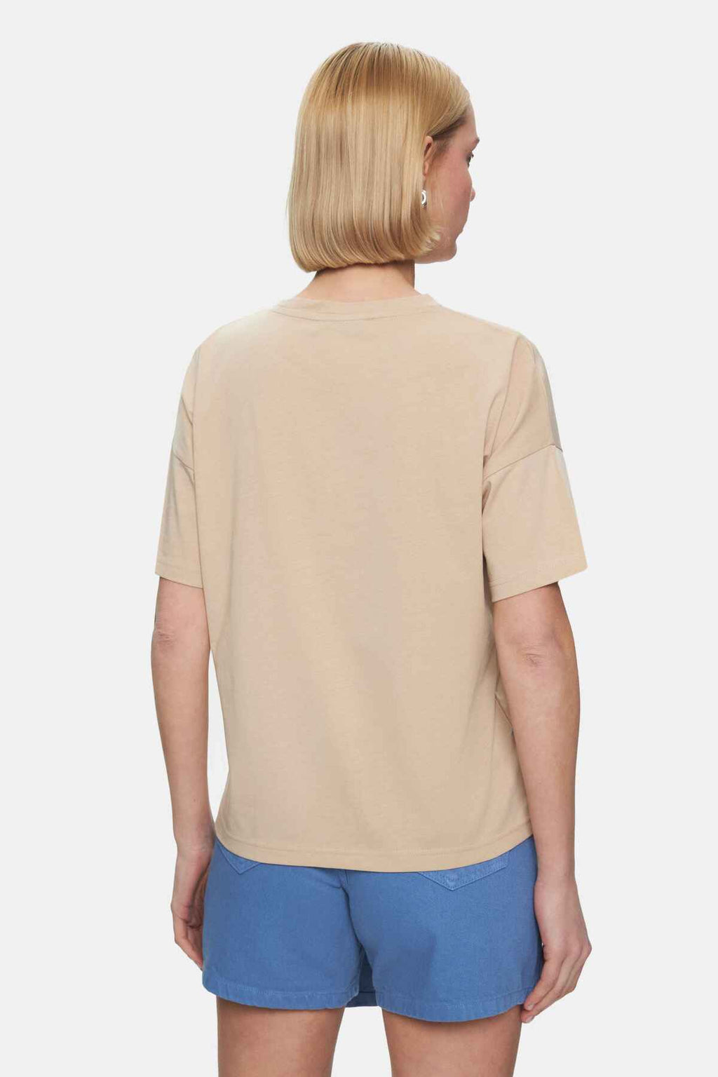 UCLA Tricou cu decolteu la baza gatului, imprimeu cu logo, regular fit, Bej, KENZIE