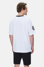 UCLA Tricou cu decolteu la baza gatului, imprimeu cu logo, regular fit, Alb, KEITH
