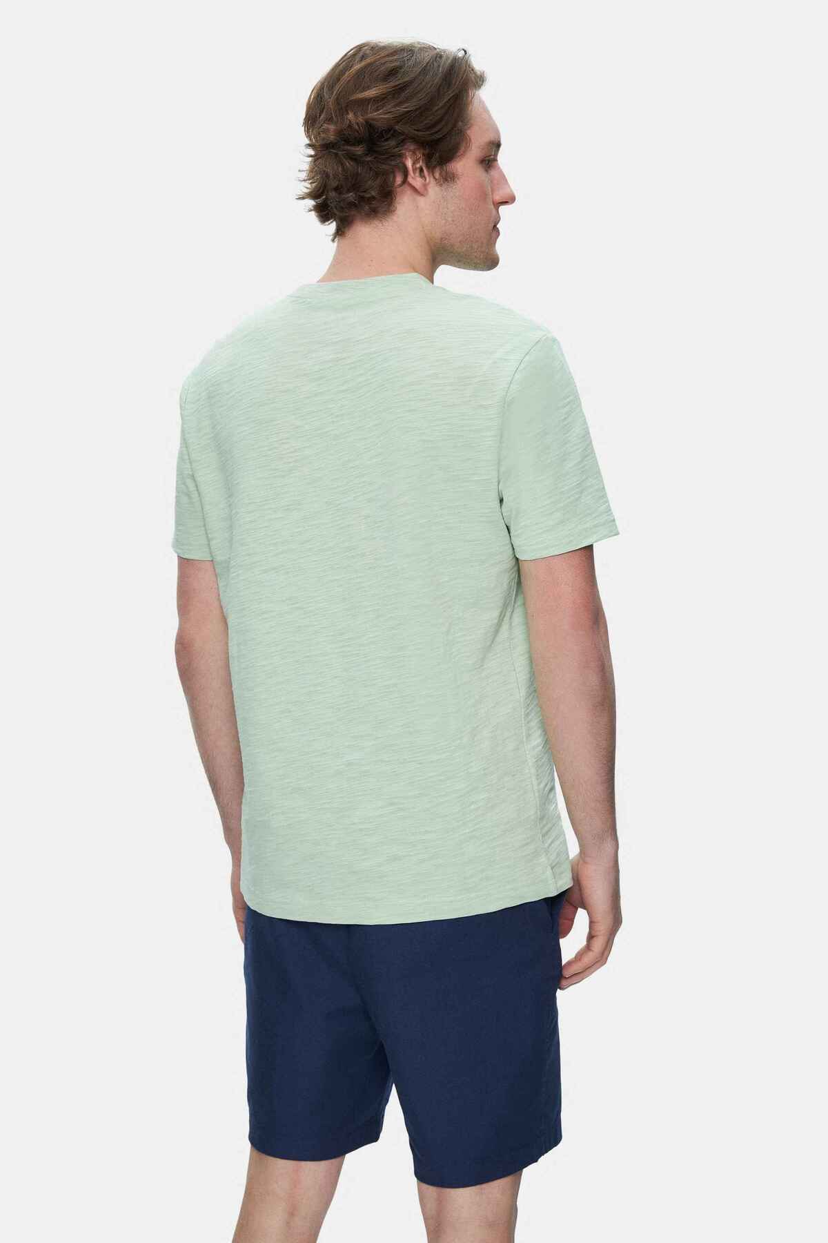 UCLA Tricou cu decolteu la baza gatului, imprimeu cu logo, regular fit, Verde inchis, CALEB