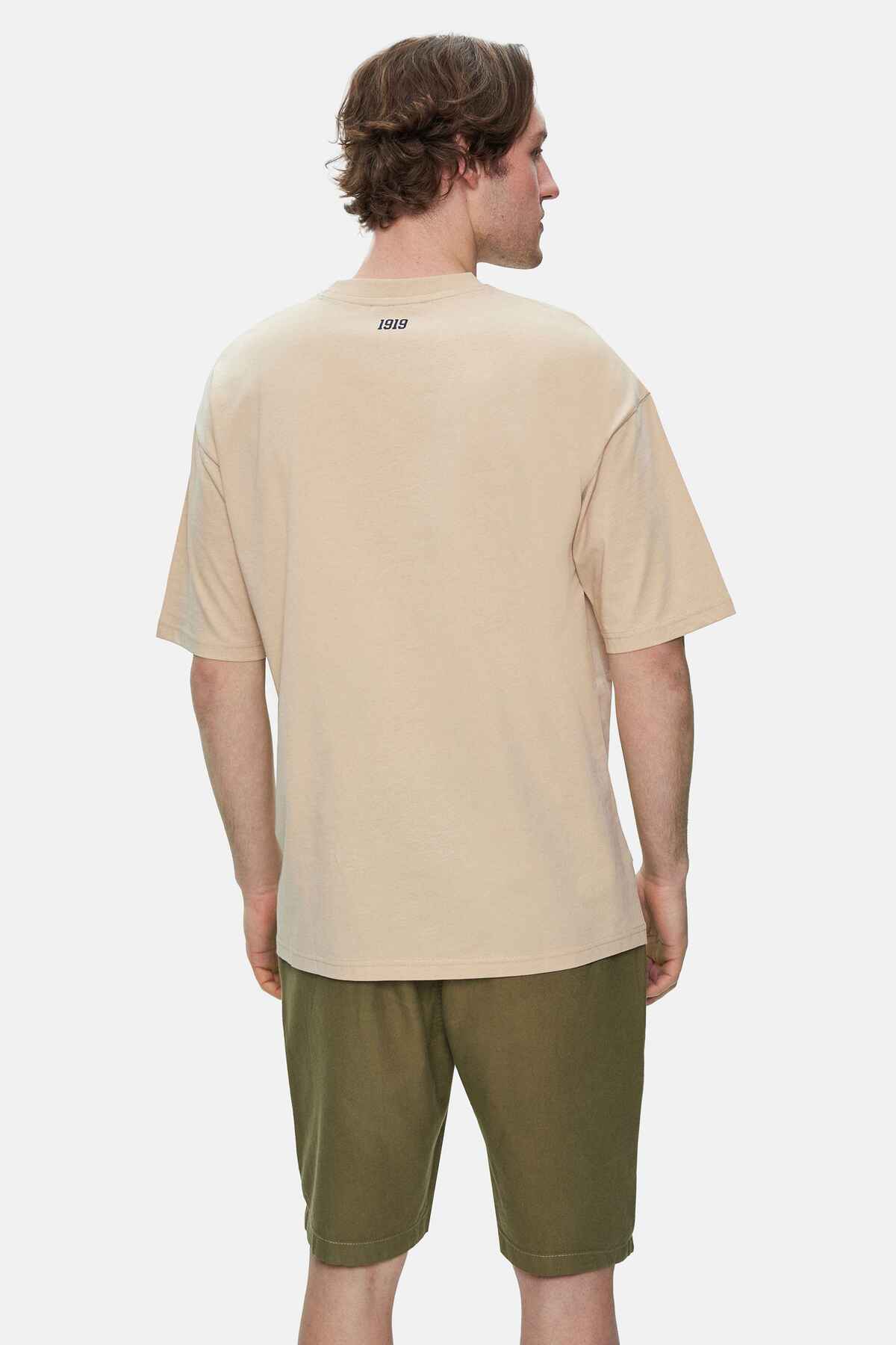 UCLA Tricou cu decolteu la baza gatului, imprimeu cu logo, regular fit, Bej, WEBSTER
