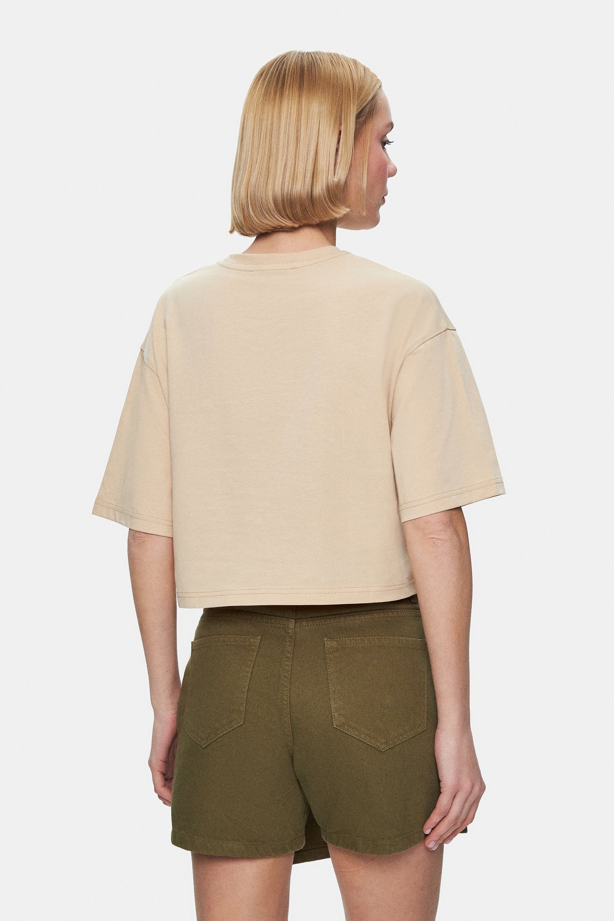 UCLA Pantaloni scurti cu snur si banda elastica in talie, buzunare laterale si imprimeu cu logo discret, Kaki, LINDA