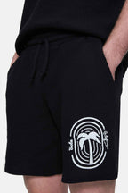 UCLA Pantaloni scurti cu snur si banda elastica in talie, buzunare laterale si imprimeu cu logo discret, Negru, SIERGE