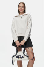 UCLA Geanta de dama cross-body, cu logo brodat si fermoar,  Bleumarin, FRANCES