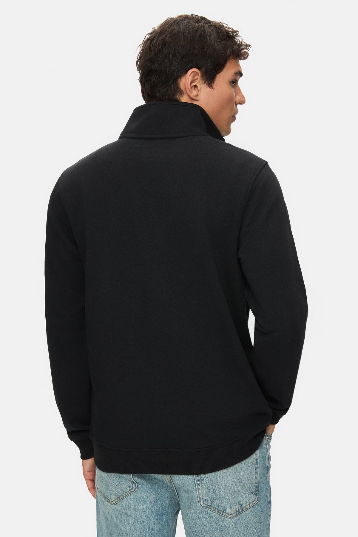 UCLA Bluza cu decolteu la baza gatului, regular fit, imprimeu cu logo, Negru, LEON