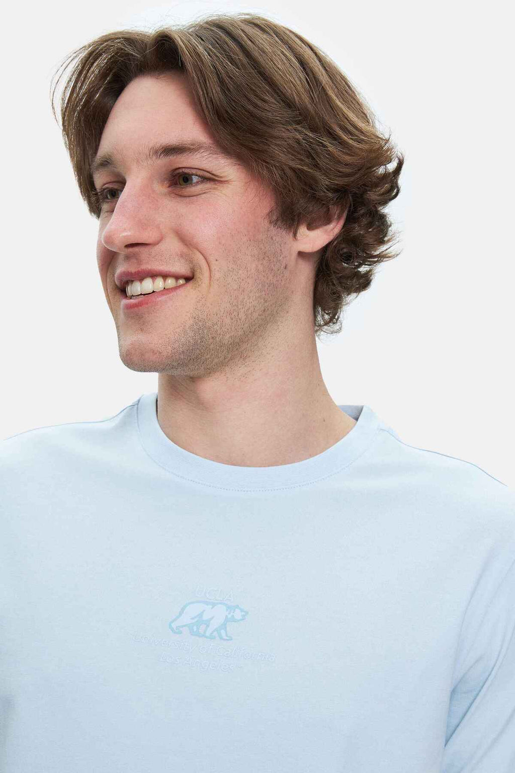 UCLA Tricou cu decolteu la baza gatului, imprimeu cu logo, regular fit, SKYWAY, FABIO