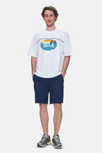 UCLA Tricou cu decolteu la baza gatului, imprimeu cu logo, regular fit, Alb, AIRE