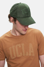 UCLA Tricou cu decolteu la baza gatului, imprimeu cu logo, regular fit, Maro, CULVER 1