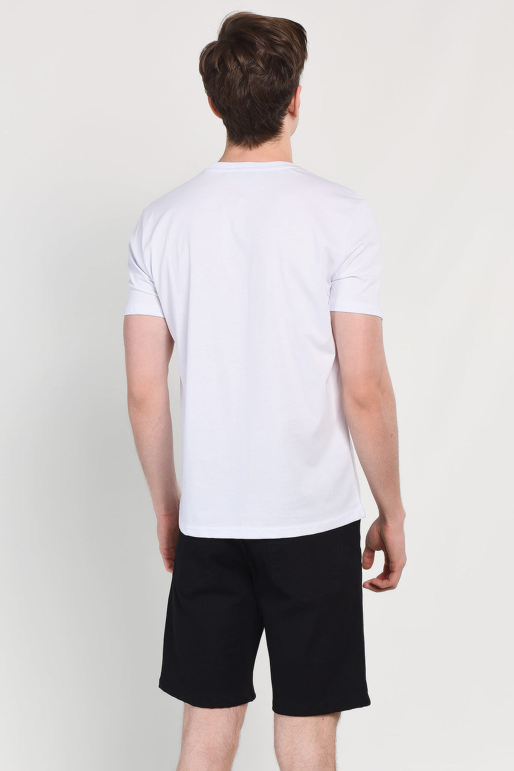 UCLA Tricou cu decolteu la baza gatului, imprimeu cu logo, regular fit, Alb, BASS